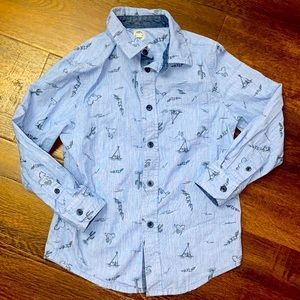 Boy’s Wonder Nation Poplin Shirt BLUE COWBOY Horse print Rodeo Equestrian SZ 6-7